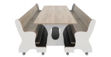Hoogzit tafel L180 x B80 cm wit grey craft oak met 2 banken Tangara Groothandel voor de Kinderopvang Kinderdagverblijfinrichtin9